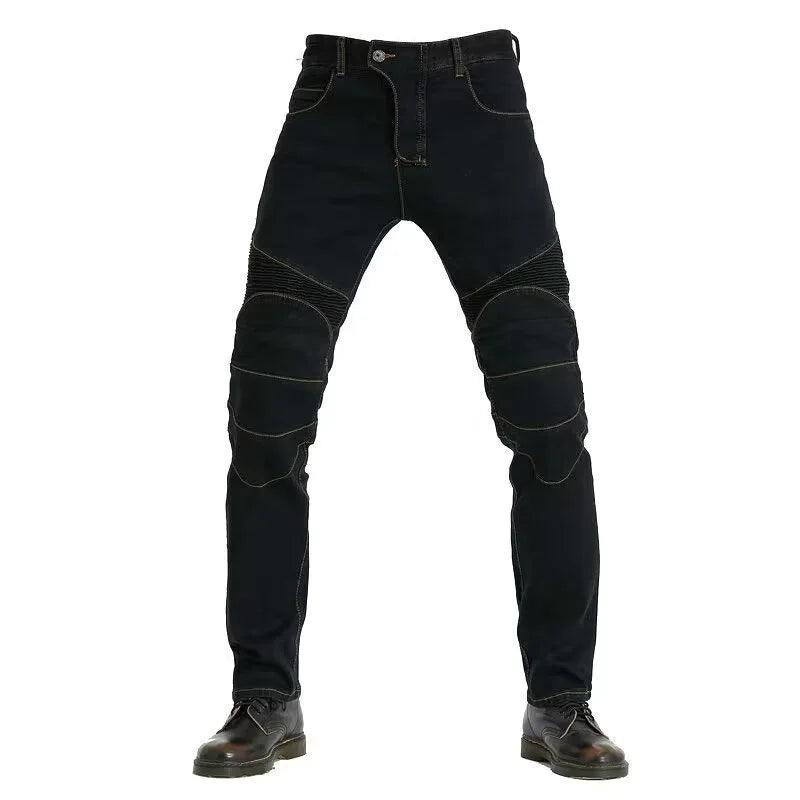 Men Jeans Embroidery Motorcycle Pants Pantalon Motocross Belt Protective Gear Motorcycle Driver's License Test Motos Jeans