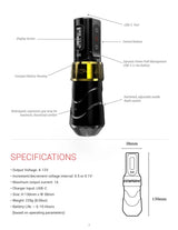 FK Max Tattoo Machine Cartridge Pen 2400mAh Coreless Motor Lithium Battery With 2 Batteries For Permanent Makeup