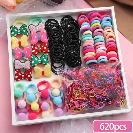 New Hair Bands Set Girls Elastic Rubber Band Nylon Headband Hair Accessories Kids Cute Ponytail Holder Headwear Hair Ropes