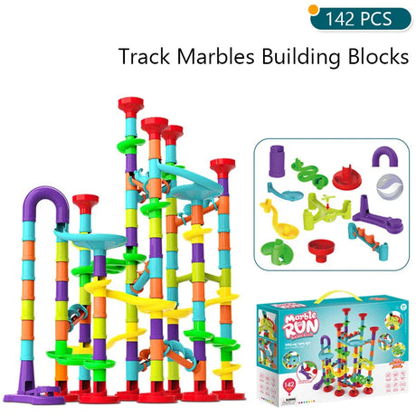 Marbles Run Catapult Track Building Blocks Slide Beads Educational Toys Children Gift Race Balls Toy Marble Track Race Set