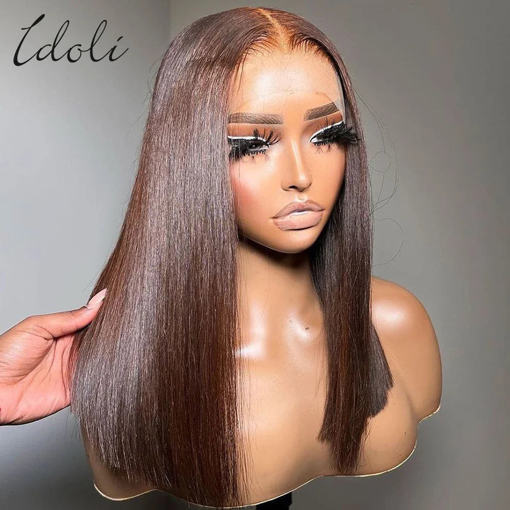 BOB Wig Lace Front Human Hair Wigs Straight HD Lace Frontal Human Hair Wig Glueless Preplucked Wig for Women Colored Burgundy