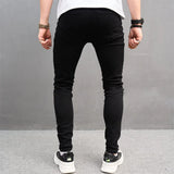 New Men Streetwear Ripped Slim Patch Stylish Jeans Trousers Male Holes Casual Denim Pants