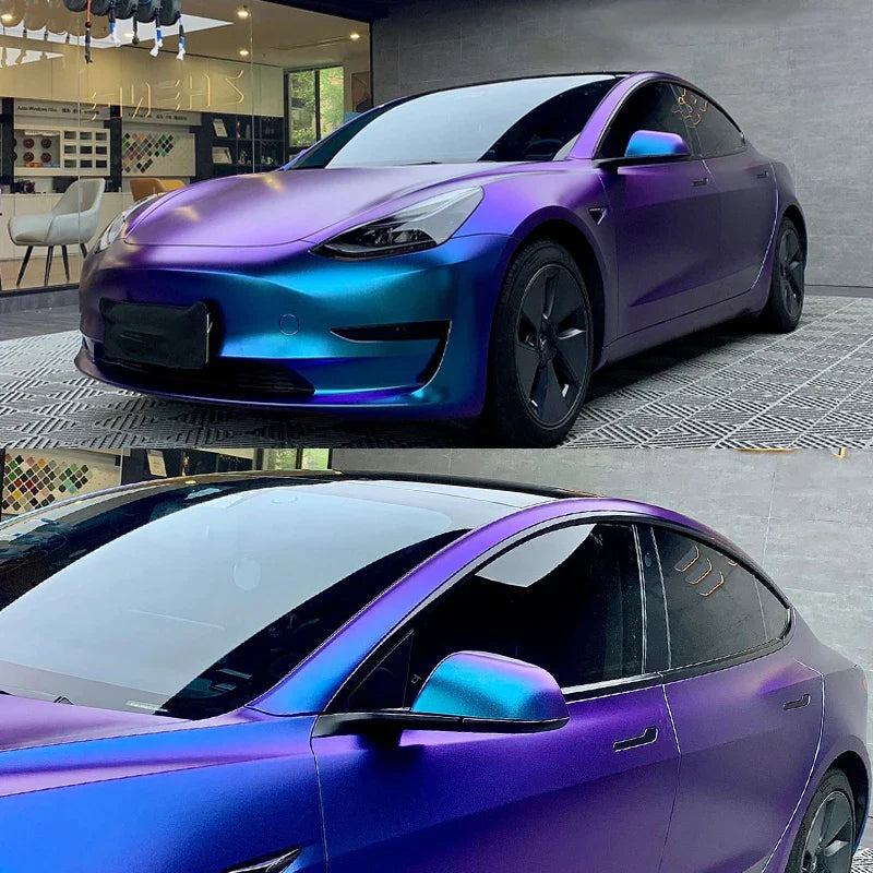 Car Sticker High Glossy Car Body Film Chameleon Pearl Glitter Vinyl Sticker Purple Blue Wrapping Foil Accessories for Vehicles