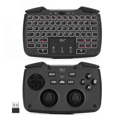 Rii RK707 2.4GHz Wireless Portable Game Controller Keyboard Mouse Combo Turbo Function for PC/Raspberry pi2/Android TV Google/TV