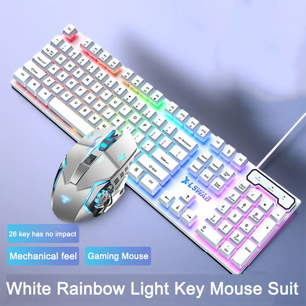 3-piece Set Gaming Keyboard Mouse Headphone Set Wired Backlight Game 104 Keys Keyboards 1600DPI Mice Headset Combos for PC Gamer