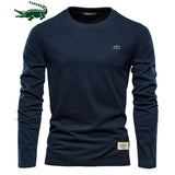 2023 Cotton Long Sleeve T Shirt For Men Solid Spring Casual Mens T-shirts High Quality Male Tops Classic Clothes Men's T-shirts