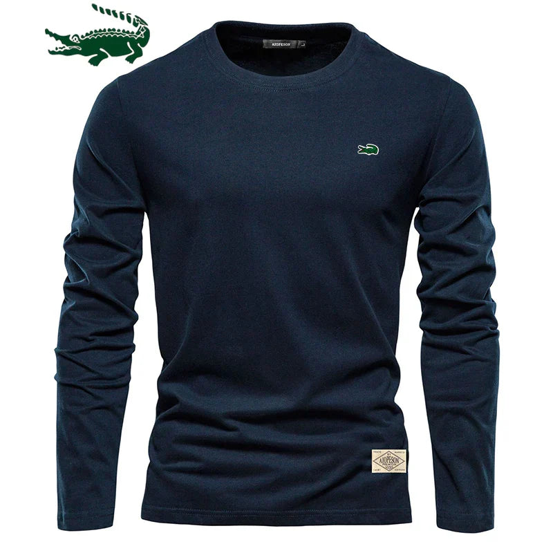 2023 Cotton Long Sleeve T Shirt For Men Solid Spring Casual Mens T-shirts High Quality Male Tops Classic Clothes Men's T-shirts