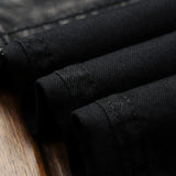 Men Jeans Knee Hole Design Denim Pants Black Zipper Patchwork Straight Plus Size Thin Fashion Male Dropship