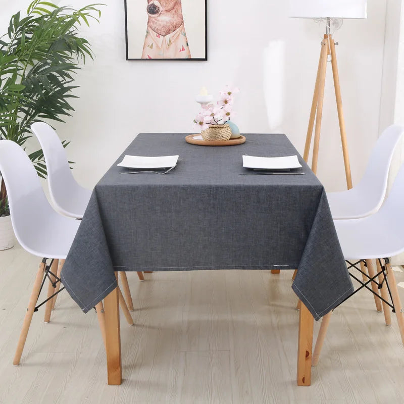 Faux Linen Tablecloths Rectangle Washable Table Cloths Wrinkle Stain Resistant Table Cover Cloth for Kitchen Dining Room JAF040