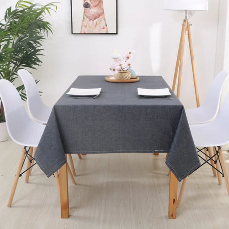 Faux Linen Tablecloths Rectangle Washable Table Cloths Wrinkle Stain Resistant Table Cover Cloth for Kitchen Dining Room JAF040