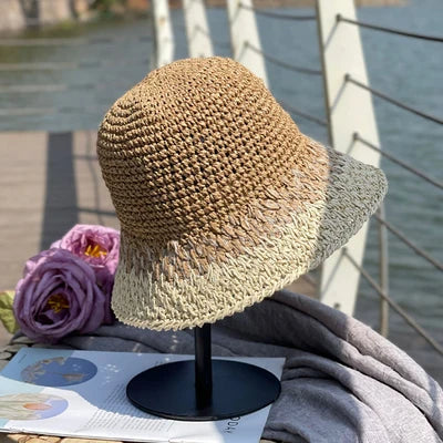 Gradient Straw Fisherman Hat Ladies Sweet Summer Sun Protection Simple Bucket Hat Temperament Elegant Wild Fashion Beach Sun Hat