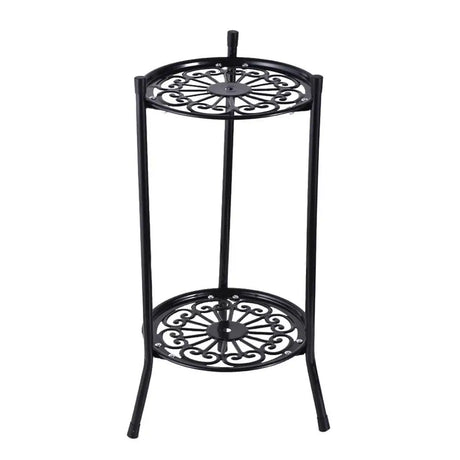 2-Tiered Tall Plant Stand Metal Plant Shelf Supports Rack for Indoor Outdoor Home Decoration Flower Pot Garden Decor