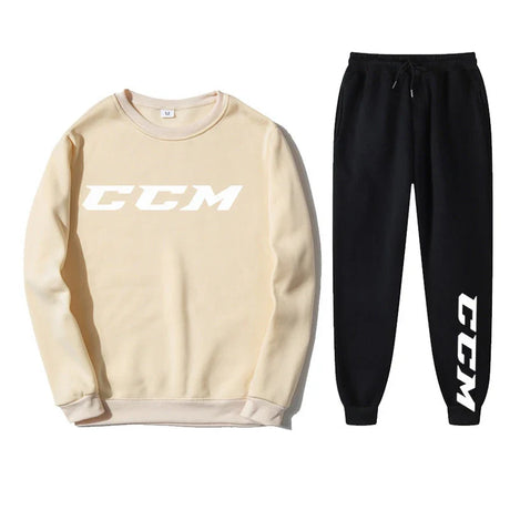 Men's Tracksuit Set Hoodie + Pants Spring Autumn Winter Fleece Warm Sportwear CCM Streetwear Suit Men Clothing