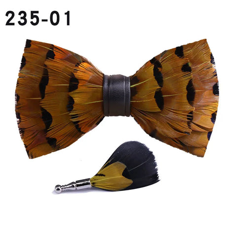 Feather Brooch Bow Tie For Men Women Officiating Wedding Suit Accessories Shirt Collar Flower Butterfly Bowtie Brooch Pin Gift