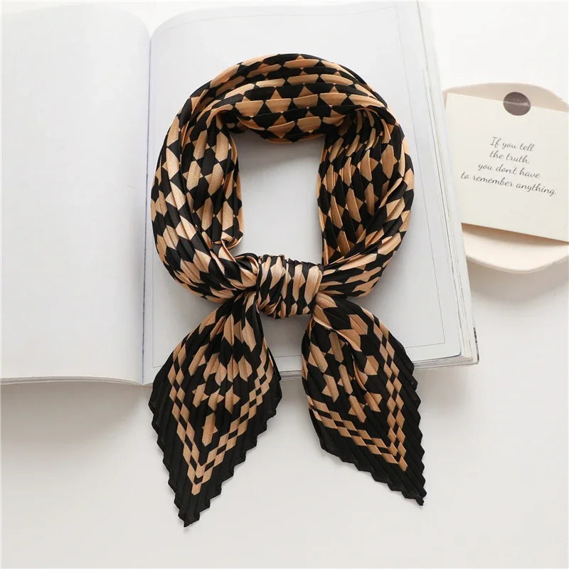 2023 Brand Crinkle Scarf Women Silk Satin Square Neck Tie Hand  Wirst Female Headscarves Bandana Shawl  Leopard Hair Foulard