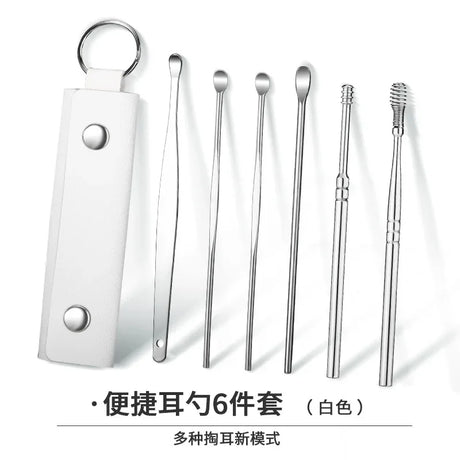 6PCS Stainless Steel Earpick Ear Cleaner Spoon Wax Removal Tool  Ear Spoon Care for Baby Adults Ear Care Set