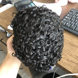 Undetectable Afo Man Jet Black 18mm Curly Micro Skin Base Men Toupee Natural Hairline Man's Curly Human Hair Prosthesis System