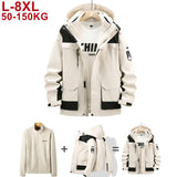 Plus Size 8xl Outdoor Waterproof Men's Two-pieces Sets 3 In 1 Thick Warm Coats Camping Windbreaker Winter Parka Hiking Jackets
