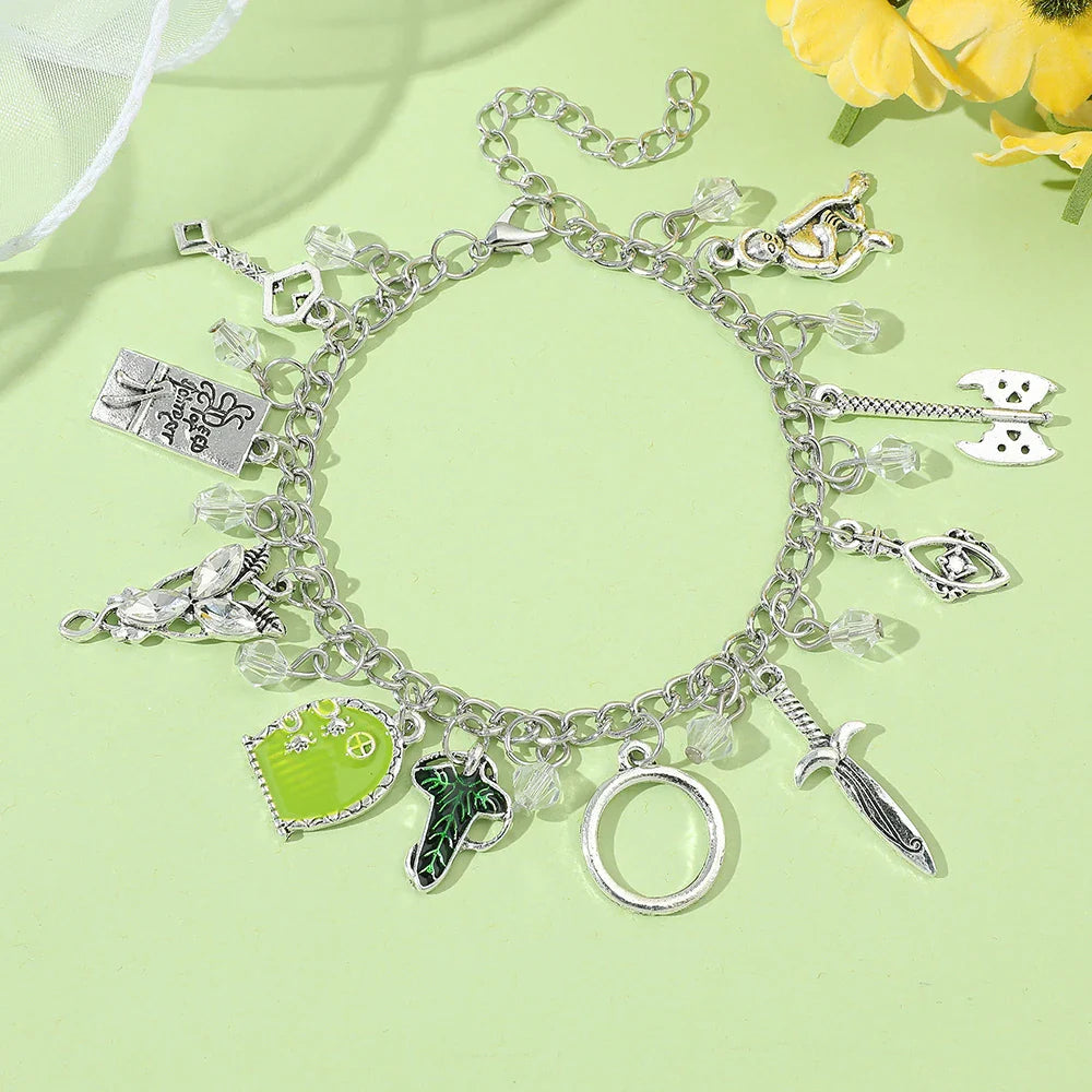 Movie The Hobbit Charm Bracelets Elven Leaf Arwen Evenstar Pendant Sword Green Door Locket Star Bracelet Fashion Jewelry