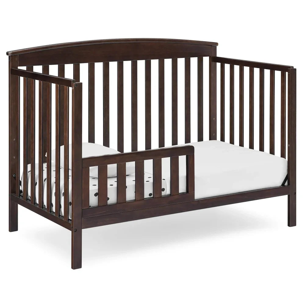 Children Hanover 6-in-1 Convertible Baby Crib, Walnut Espresso/Bianca White/Gray