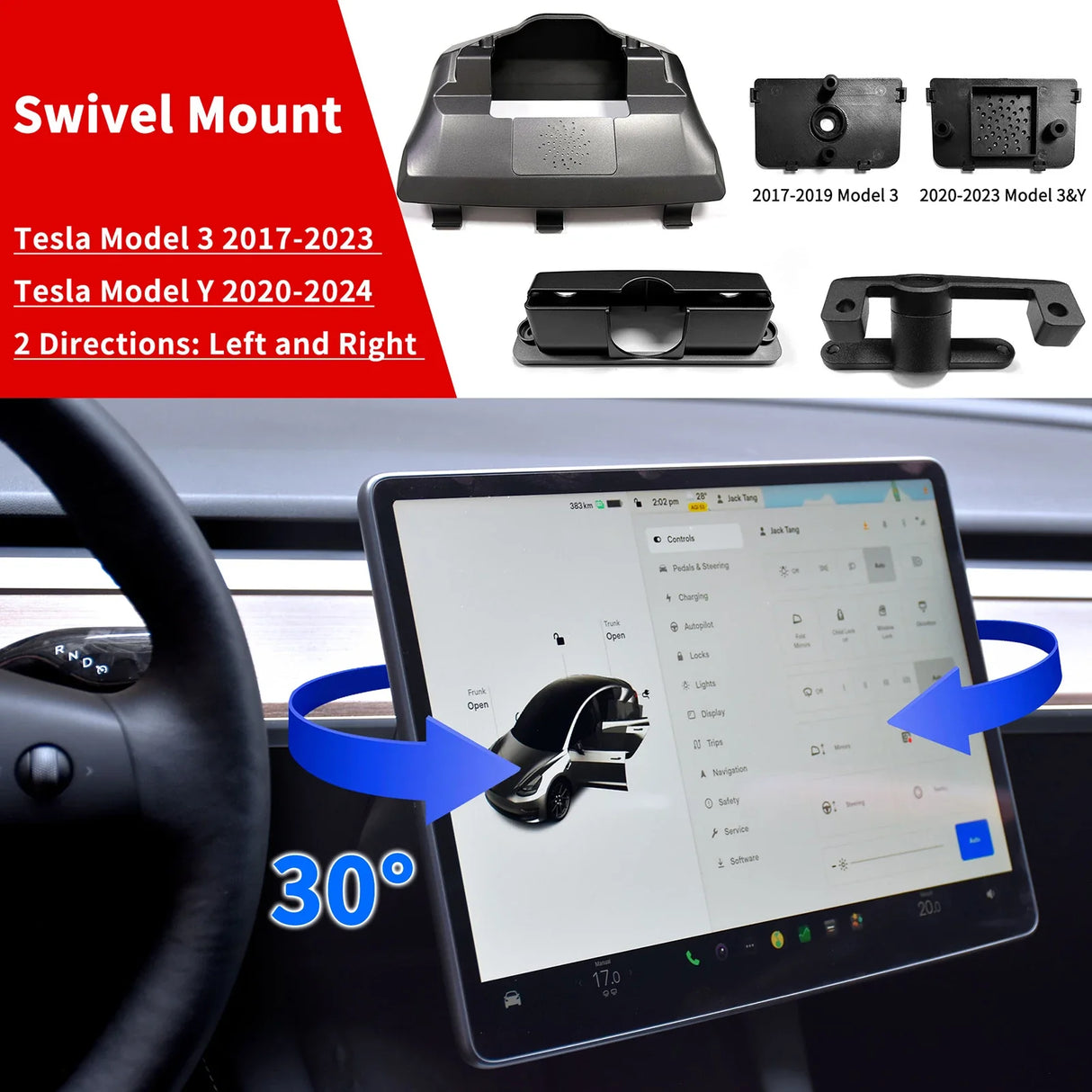 Swivel Mount for Tesla Model 3 highland Tilt Screen Rotate display bracket Model Y Rotary Monitor Switch Accessories 2023 2024