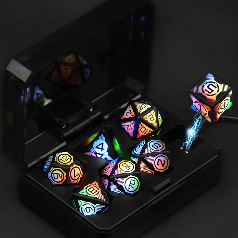 7Pcs Electronic Luminous LED Dice Set Multi Sided Dice Table Game Funny Dice Games Entertainment Toys Board Game Durable