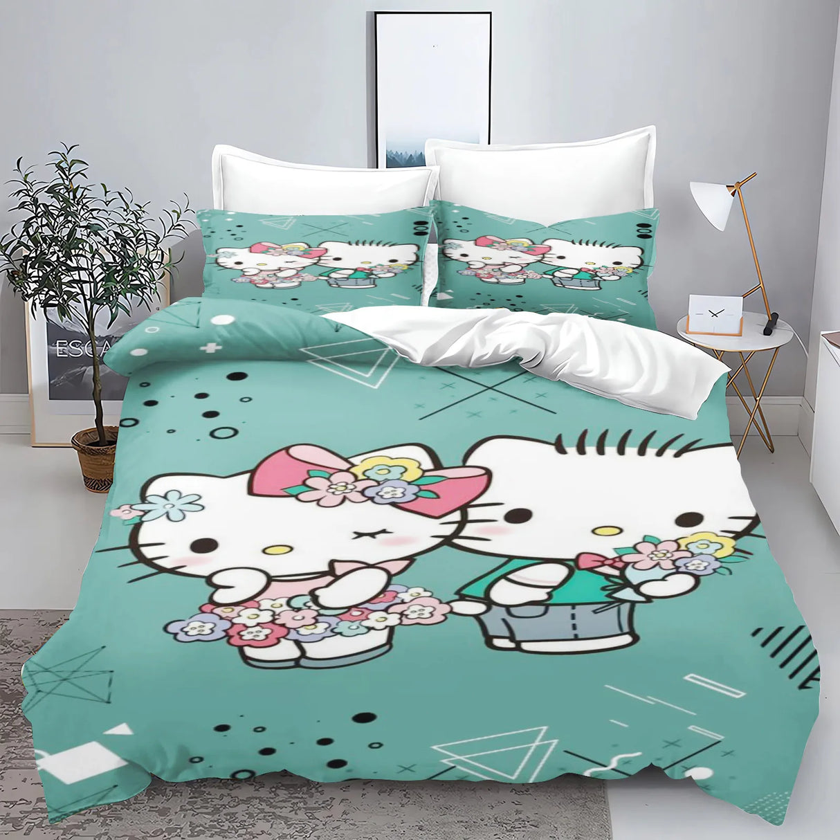 Hello Kitty With Pillowcase Bedding Set Duvet Cover Comforter Sets Universal, Suitable For Children And Adults  Home