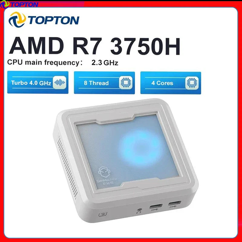 Topton RGB Mini PC AMD Ryzen 7 3750H 2700U R5 3550H Gaming PC Windows 11 DDR4 NVMe Mini Computer Barebone PC 4K NUC HTPC WiFi