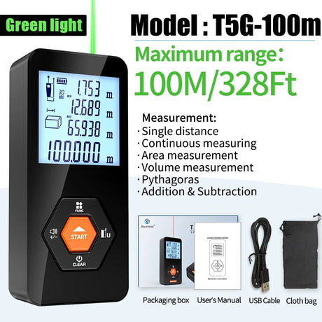 Aicevoos Green Light Digital Laser Rangefinder 50M70M100M120M Green Beam Laser Distance Meter Trena Laser Tape Measure Roulette