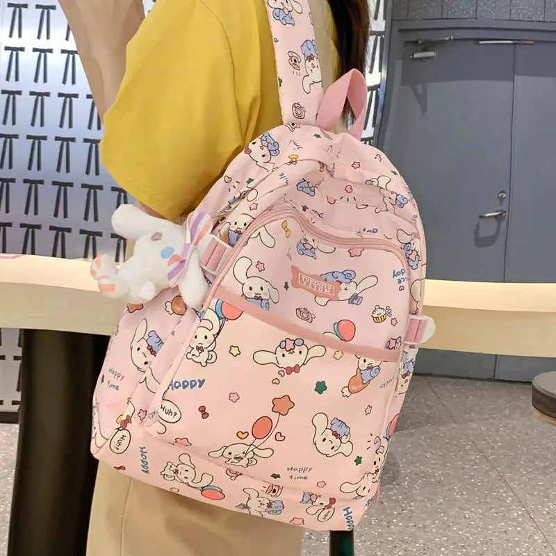 2023 New Kawaii Sanrio School Bag Pink Cinnamoroll High Beauty High School Girls High Capacity College Students Backpack Gift