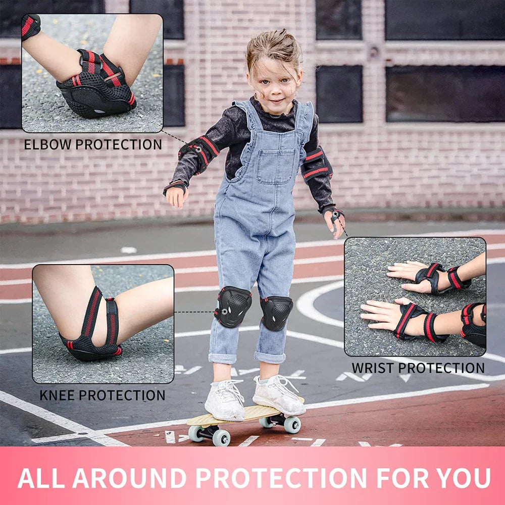 7Pcs Kids Skating Protective Gear Set Children Knee Wrist Guard Elbow Pads Bicycle Skateboard Ice Skating Roller Protector Guard