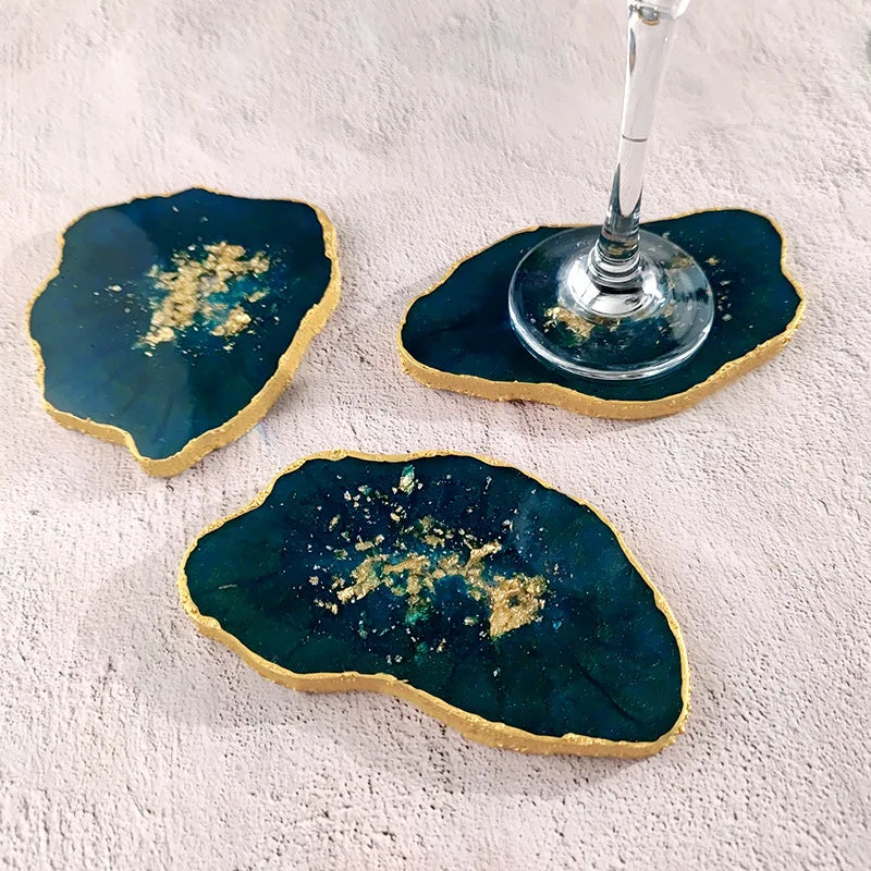 DM403 Irregular Marble Tea Cup Tray Doorplate Silicone Mold Epoxy Resin Agate Sliced Coaster Moules For Table Decoration