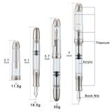 Asvine P36 Piston Filling Fountain Pen Bock / Asvine EF/F/M Nib, Titanium & Acrylic Smooth Writing Office Gift Pen