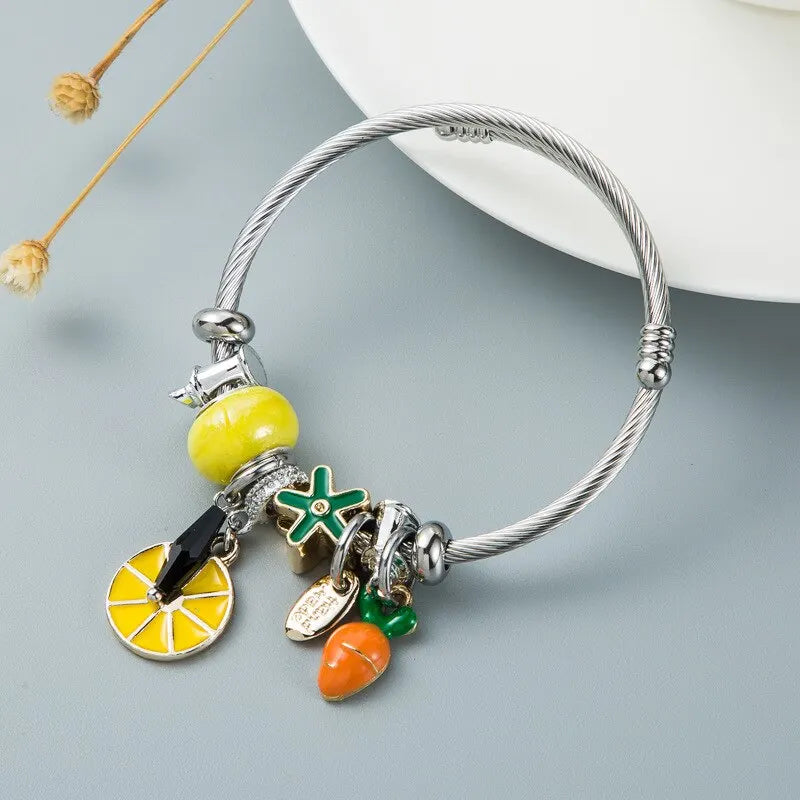 Cute Pineapple With Crystal Creative Multi Element Inlaid Pendant With Adjustable Bracelet,Suitable For Daily Use And Decoration