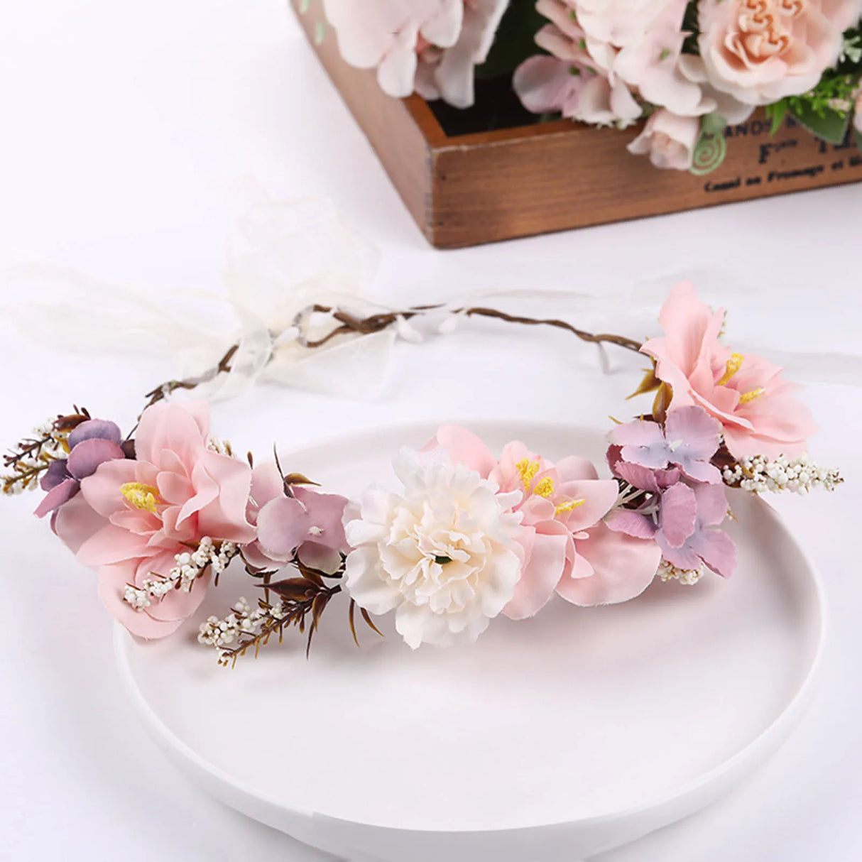 Boho Style Flower Headbands for Women Girls Floral Garland Wreath Tiaras Wedding Crown Hair Accessories Headpieces Jewelry Gifts