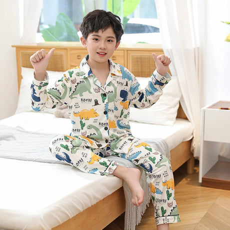 2024 Kawaii Miniso Spring Autumn Children Pajamas Anime Kuromi Cinnamoroll Pochacco Boy Girl Milk Silk Sleepwear Kids Loungewear