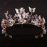 Handmade Bridal Pearl Rhinestone Crown Tiara Butterfly Floral Crown Wedding Gift Floral Design Crown Hair Accessories