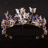 Handmade Bridal Pearl Rhinestone Crown Tiara Butterfly Floral Crown Wedding Gift Floral Design Crown Hair Accessories