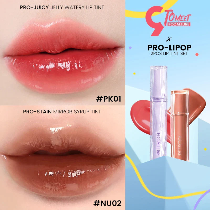 FOCALLURE 2 Pcs/Set Matte Liquid Lipstick Waterproof Long Lasting Moisturizing Lip Gloss Lip Tint Makeup Cosmetics For women