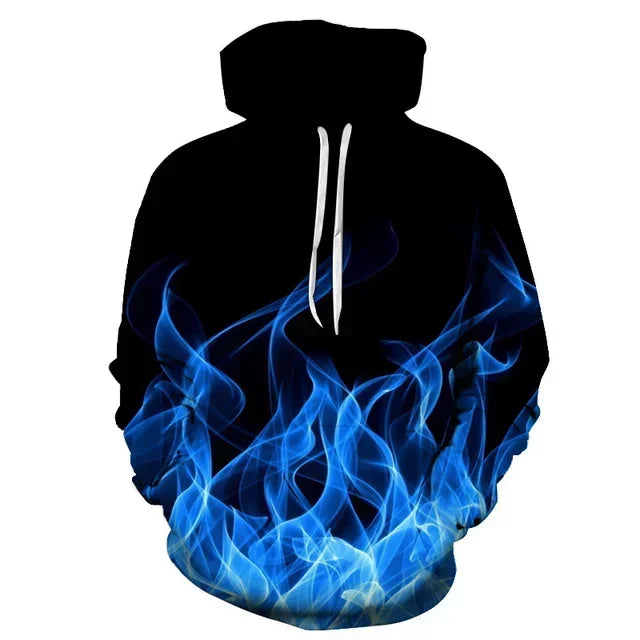 Funny 3D Flame Print Hoodies For Men Fashion Trend Harajuku Streetwear Autumn New in Sweatshirts Oversized Pullover y2k Clothes