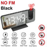 FM Radio LED Digital Smart Alarm Clock Watch Table Electronic Desktop Clocks USB Wake Up Clock with 180° Time Projection Snooze