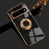 Luxury Plating Silicone Shockproof Phone Case For Google Pixel 8 8A 7 Pro 7A 6A Metal Ring Magnetic Holder Stand Soft Back Cover