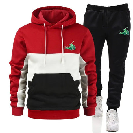 2024 Spring Autumn Men Tracksuit Patchwork color Sportswear 2 Piece Set Sweatpants Male Hoodies Sweatsuit Sports Suits