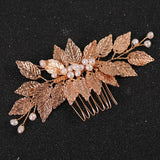 Gold Color Pearl Leaf Hair Comb Clip Hairpin For Women Bridal Wedding Hair Accessories Jewelry Comb Clip Pin Headband Gift