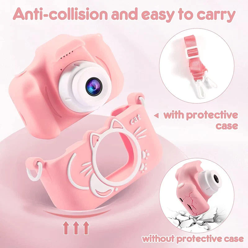 Kids Camera Toys 2 inch Screen HD Cartoon Kids Digital Camera Mini SLR Camera Cute Toy For Children Birthday Christmas Gifts