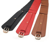 Ladies Wide Waist Straps Fashion Vintage Pu Leather Waistband Elastic Waist Seal Belt Pin Buckle Women's Coat Belt Cummerbund