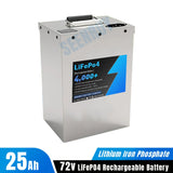 72V 25Ah Lifepo4 Battery Pack Built-in 30A BMS Optional Bluetooth for 1000w 1.5kw 2000w Scooter Electric Bike Bicycle +Charger