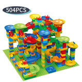 84-504PCS Marble Race Run Block Small Size Building Blocks Funnel Slide Blocks DIY Creative Bricks Assemble Toys for Kids Gifts