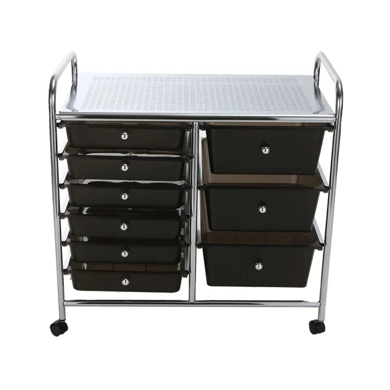 Storage Drawer Rolling Utility Cart, 6 Drawer Organizer, All Purpose, White / Silver