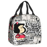 Mafalda Insulated Lunch Bags for Women Argentine Cartoon Quino Comic Portable Cooler Thermal Food Lunch Box Kids School Children